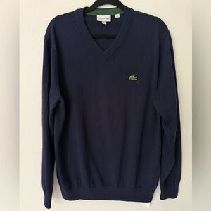 Lacoste Navy Blue V-Neck Sweater XL | Classic- Authentic The RealReal
